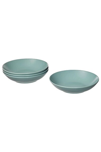 IKEA 4'lü Derin Servis Tabağı Seti - Stoneware Tabak Seti - Mat Açık Turkuaz ...
