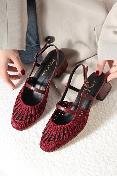 POLKA STORE Γυναικεία παπούτσια Breeze με πλεκτό πλέγμα και κοντό τακούνι