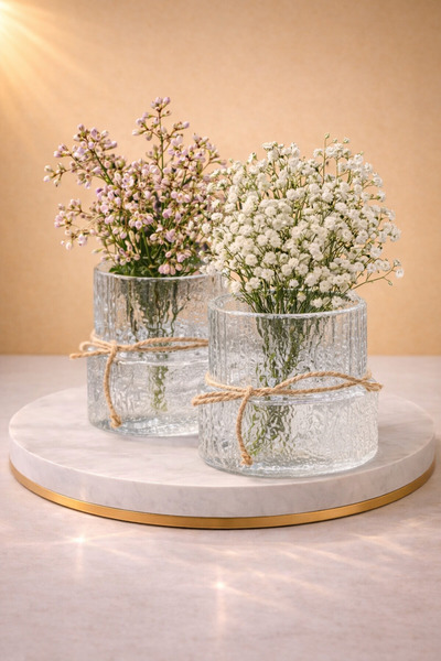 Maloria Buz Cam Desenli Origami Stil Cam Vazo | 20cm