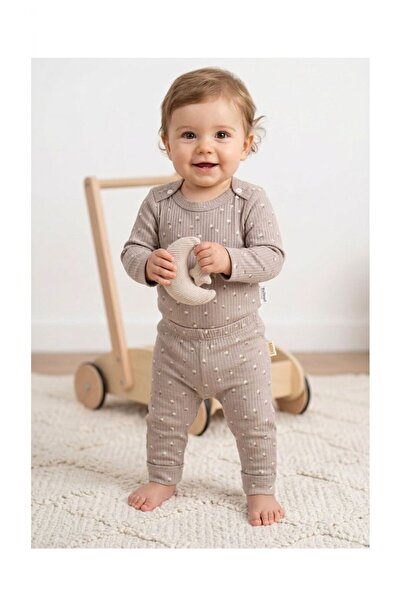 LİLİYUM 100% Cotton Baby Bodysuit and Pants Set – Floral Print Rib Knit Fabri...