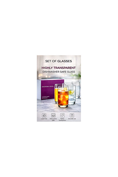 Generic 6-Piece Water and soft drink Glass Tumbler Set 350ml Clear Drinking G...