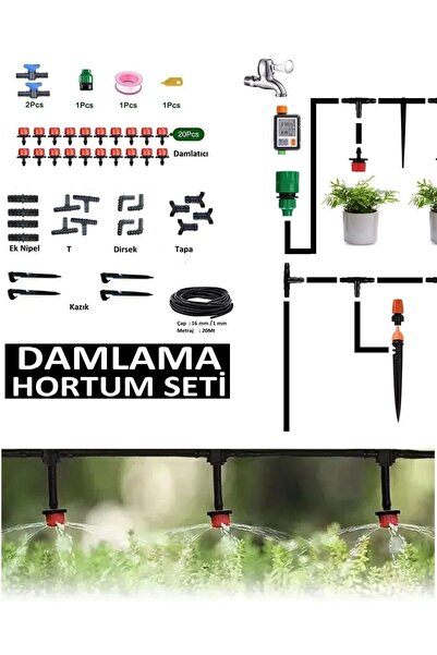 Generic Brand Set za navodnjavanje kap po kap, 20M crevo, mlaznica i spojni e...