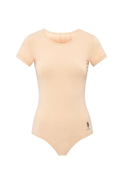 U.S. Polo Assn. Kadın Ten Kısa Kollu Çıtçıtlı Body 66286