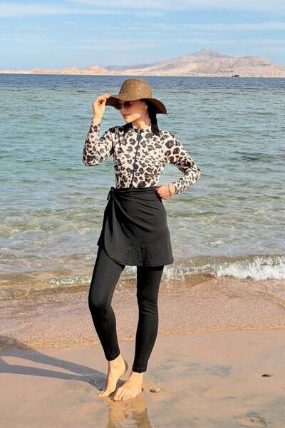 Şulemoda Giyim Μαγιό 3 τεμαχίων Τεσεττουρικό Σετ Μαγιό Καφέ