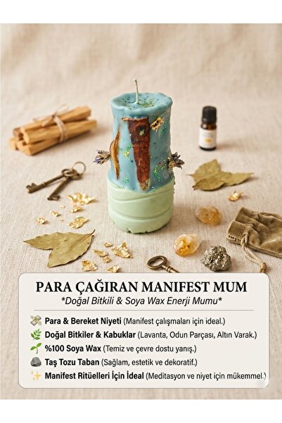 ART CLUB STUDIO Para Çağıran Manifest Mum – Doğal Bitkili, Taş Tozu Tabanlı, ...