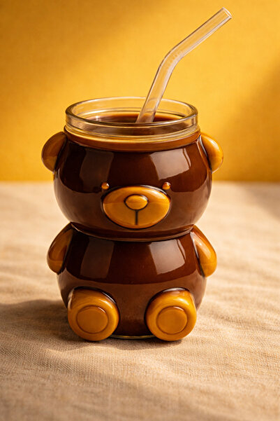 Maloria Borosilikat Pipetli Sevimli Ayıcık Kahve Bardağı Seti | Tekli - 500ml