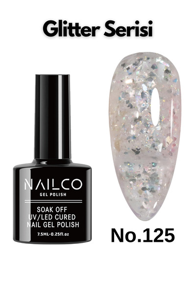 Naıl Co Uv Led Kalıcı Oje 7.5 ml Glitter Seri Nailco 125