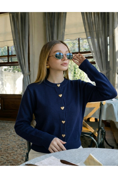 orjinal blue b KALP DÜĞME DETAYLI KADIN TRİKO HIRKA