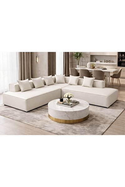 NAYAR HOME DESİGN ROLEX KÖŞE MODÜL KIRIK BEYAZ KETEN 250+250