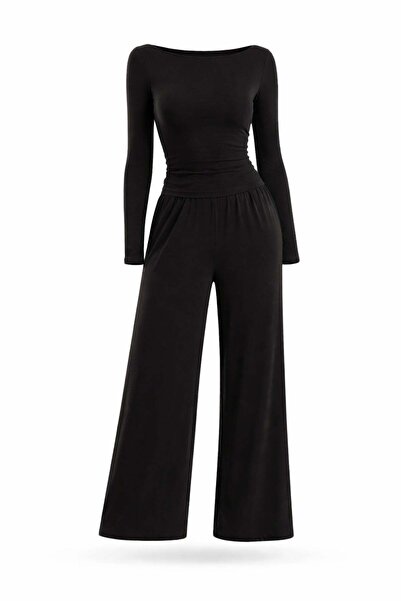 5in1Canpolat Black Crew Neck Basic Set 251024