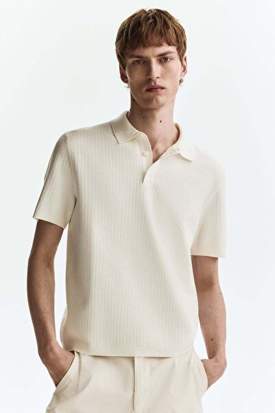 H&M Regular Fit Textured-knit polo shirt