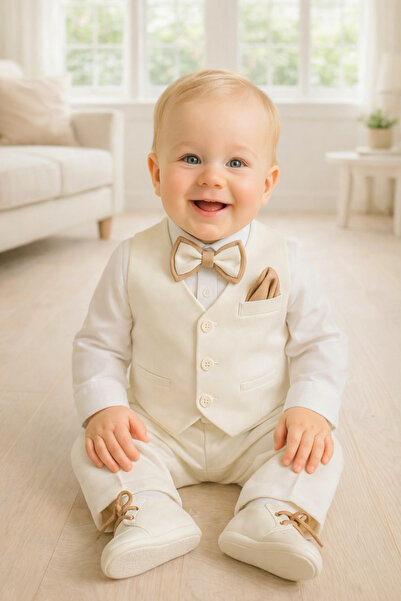 Calide Baby&Kids Erkek Bebek Papyon & Kravatlı Özel Gün Kıyafeti - 7'li Set M...