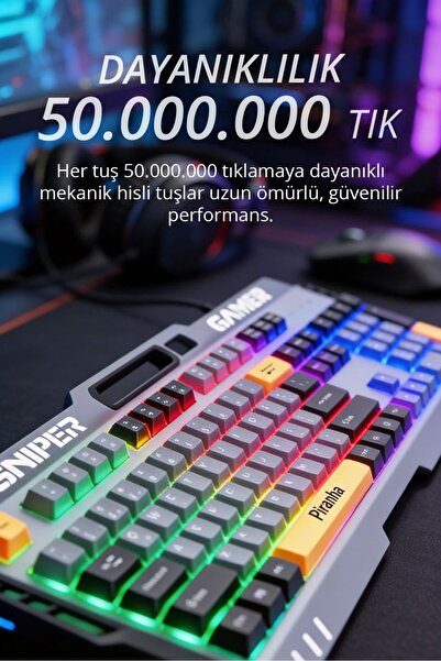 Piranha 2360 Kablolu RGB Oyuncu Klavyesi | RGB LED Ambiyans Işık | 1.5 m Kablo | Türkçe Q Klavye