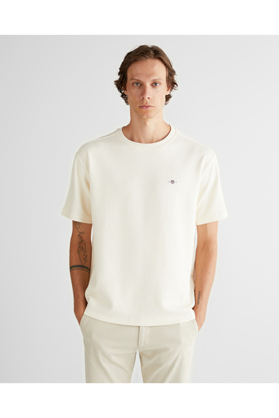 Gant Erkek Krem Relaxed Fit T-Shirt