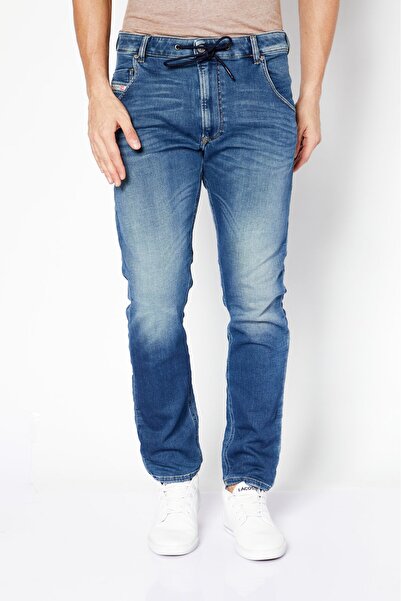 Diesel Men Regular Fit Washed Stretchable Denim Jeans, Blue