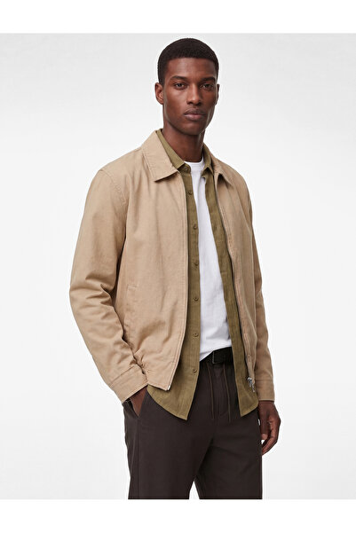 Koton Βαμβακερό τζιν μπουφάν με φερμουάρ και τσέπες στο γιακά πουκαμίσου