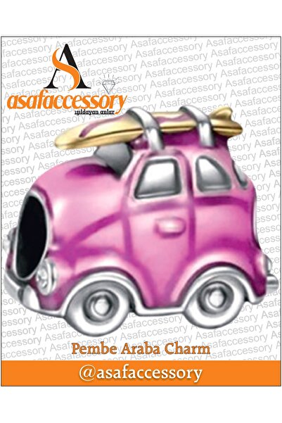 asaf Pembe araba charm | gümüş kaplama