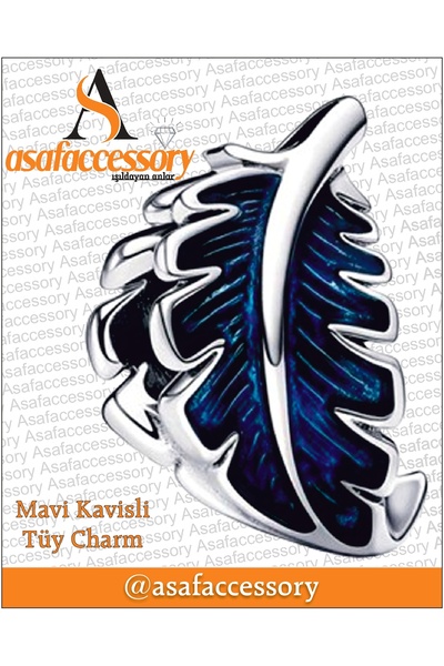 asaf Mavi Kavisli Tüy Charm | gümüş kaplama