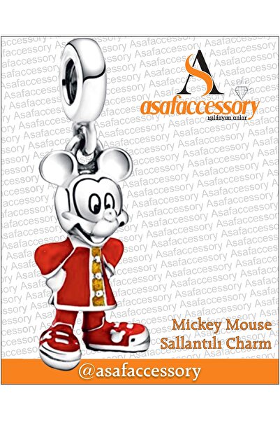 asaf Minnie Ve Mickey Charm | Gümüş Kaplama