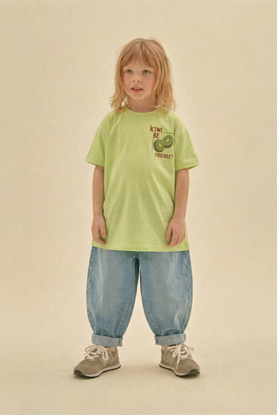 THELAKIDS Çocuk Pamuklu Oversize Denim Pantolon - Rahat Kesim