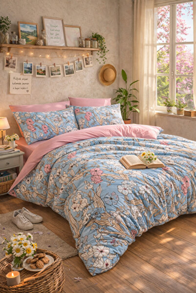 MyStory Home Σετ Παπλωματοθήκη Διπλό με Εφαρμοσμένα Σεντόνια Fiore