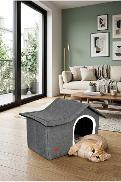 TinyPati VİLLA TİPİ KAPALI KEDİ ve KÖPEK YATAĞI