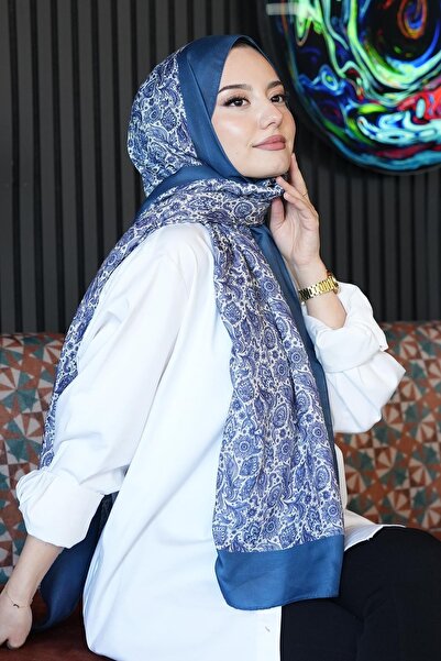 AFVENTE Σάλι από μαλακό βαμβάκι με σχέδιο λουλουδιών σε τιρκουάζ