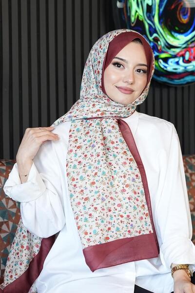 AFVENTE Μίνι Ανοιξιάτικο Σάλι με Σχέδιο Άνθη Ρόδι Μαλακό Βαμβάκι