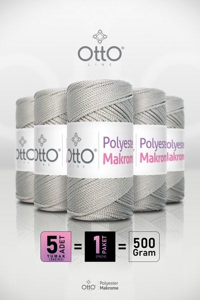 Otto Πολυεστερική Μακραμέ - Ανοιχτό Γκρι - Συσκευασία 5 τεμαχίων - 2mm/100gr/...