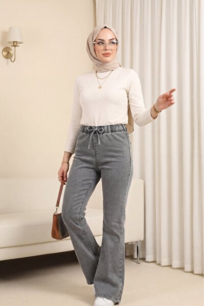 Modamorfo Τζιν παντελόνι με ισπανικό τελείωμα και λεπτομέρεια από δαντέλα - α...