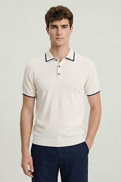 SMILE Colmenares Off-White 100% Cotton Polo T-Shirt