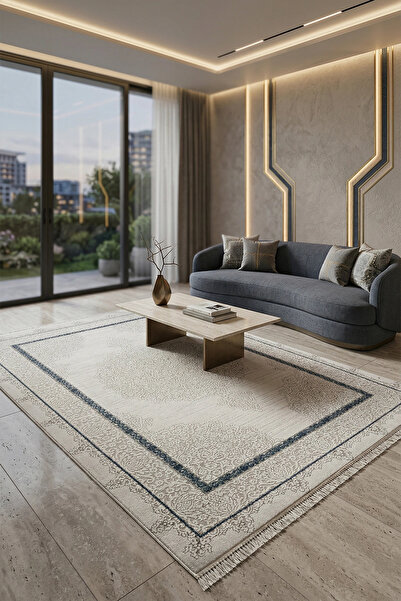 WOOLEN HOME WoolenDior Koleksiyonu Akrilik İplik, Pamuk ve Jüt Tabanlı Halı M...