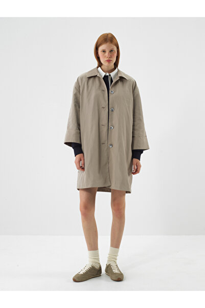 Xint Kadın Naturel Formunu Koruyan Oversize Trençkot