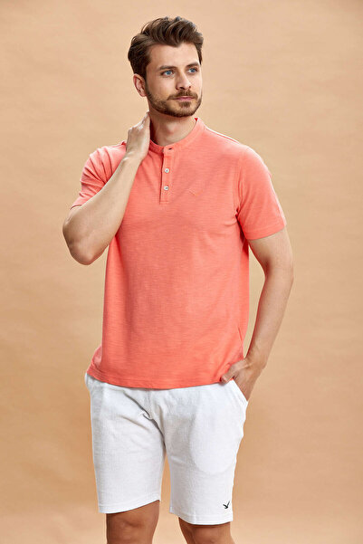 SMILE Pahoa Mercan 100% Cotton Judge Collar T-Shirt