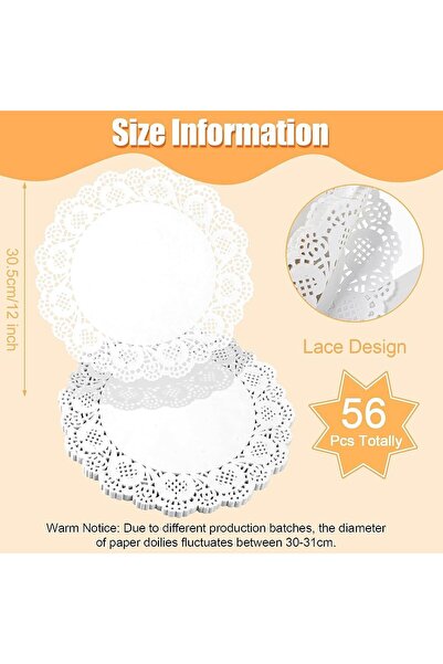 Arabest 100-Piece Round Lace Paper Doilies, White Disposable Placemats for We...