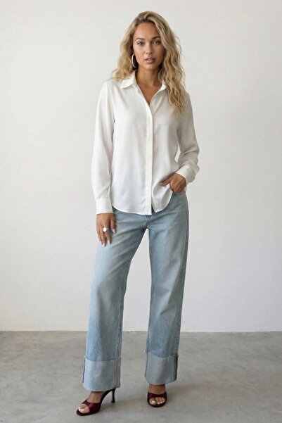 Madmext Λευκό μοντέρνο γυναικείο πουκάμισο MG2674