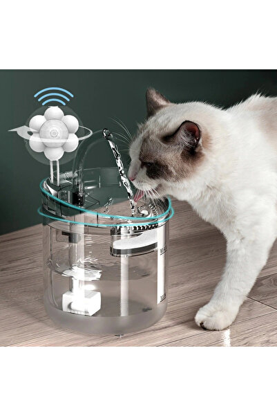 DailyLink Hareket Sensörlü Kedi Köpek Için Sessiz Şeffaf Otomatik Su Pınarı S...