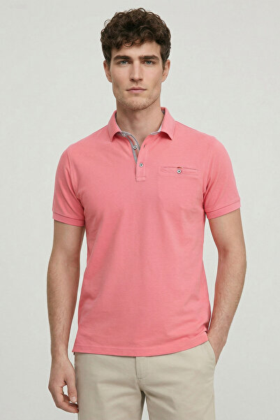 SMILE Simeon Pembe %100 Pamuk Polo Tişört