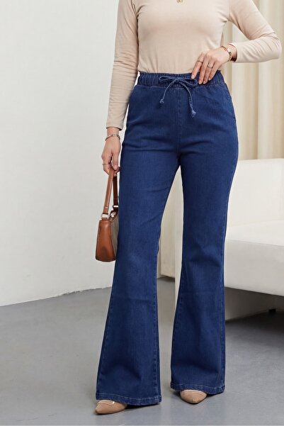 Modamorfo Detailní džínové kalhoty Spanish Leg Lace -indigo