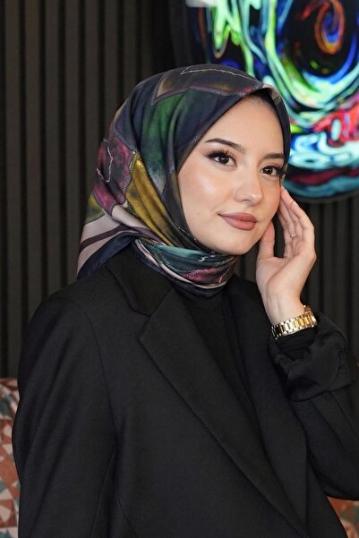 AFVENTE Eșarfă din bumbac burgundă cu model abstract