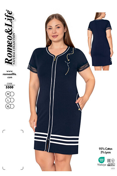 ROMEO LİFE Γυναικείο βαμβακερό φόρεμα με φερμουάρ Lycra 5500