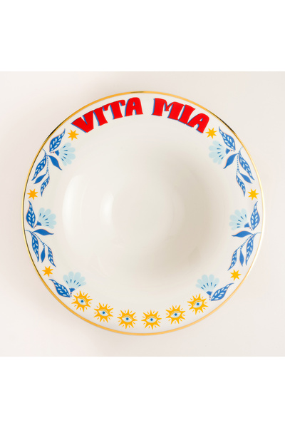 Zsa Zsa Zsu Lublın Porselen Makarna Tabağı 30 Cm Mavi