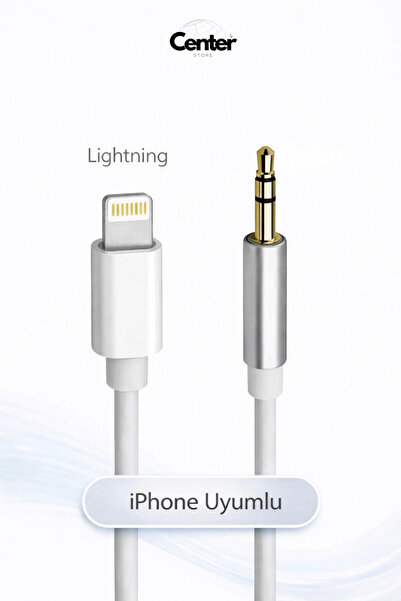CENTER STORE Lightning To Aux Kablo 1mt Araç Müzik Kulaklık Ses Aux Dönüştürücü