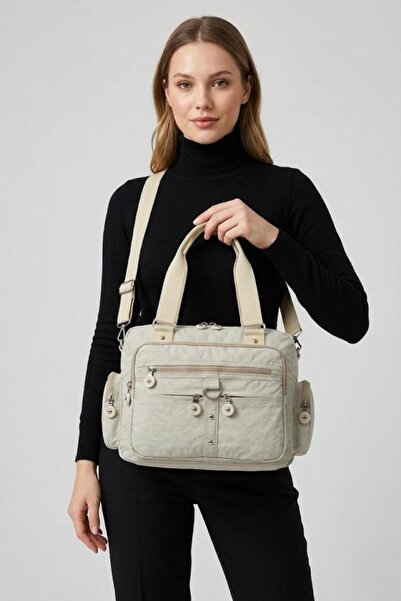 By Hakan Tk-10 Klinkır Bag Si Shoulder Bag Multi-Compartment Handle Bag Si Cream