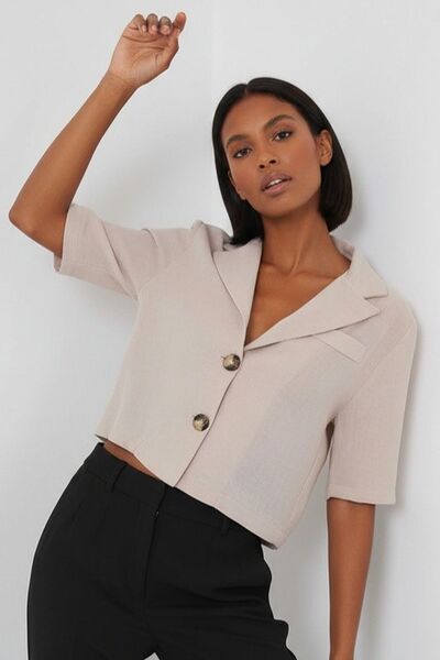 Hiccup Κοντό μπουφάν BDART με υφή και γιακά πουκάμισου