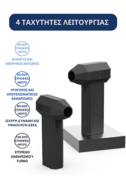 clickzu Φορητός φυσητήρας turbo με φως LED ακριβείας, 4 ταχύτητες, 130000RPM,...