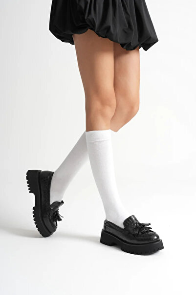 TRENDELLA Γυναικεία καθημερινά παπούτσια μαύρα Crocodile με τύπωμα Loafer TR1...