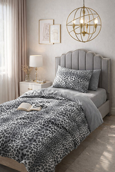 MyStory Home Σετ Παπλωματοθήκη Μονό Λεοπάρ Μοντέλο με Ελαστικά Σεντόνια