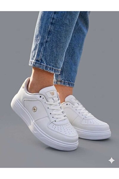 McDark Γυναικεία παπούτσια sneaker σε λευκό χρυσό για την εποχή των εποχών