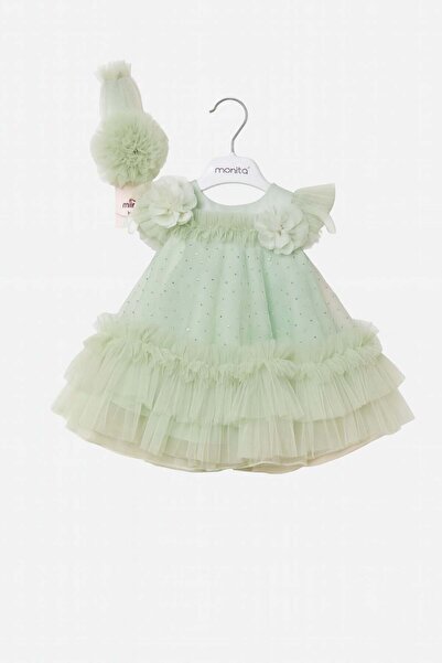 Miss Hely Girls Kids KIZ BEBEK 3208 TAŞ ÇİÇEK BROŞLU ABİYE GKMH0030